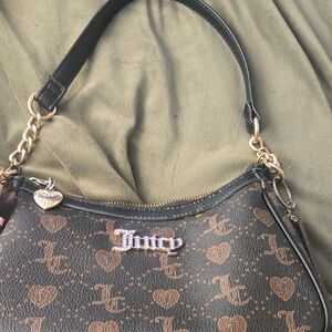 Juicy Couture Black and Brown Monogram Shoulder Bag